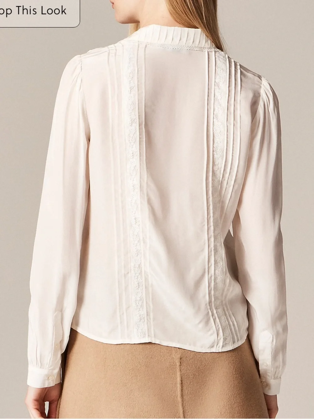 J crew ivory Lace-trim button-up shirt with club collar